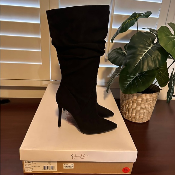 Jessica Simpson Lyndy Black Boots 7.5 Wide Calf - Picture 7 of 7